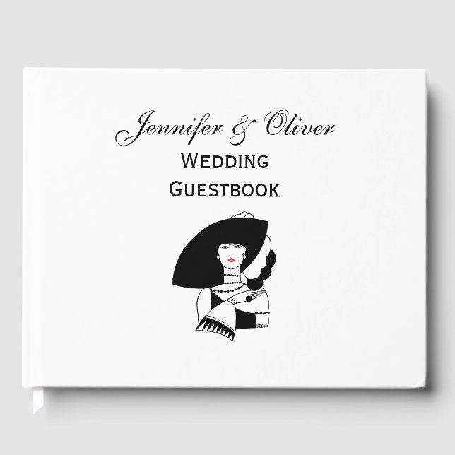 Art Deco Woman In Big Hat Gloves RL Guest Book (Front)