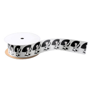 Art Deco Woman In Big Hat Gloves RL Satin Ribbon