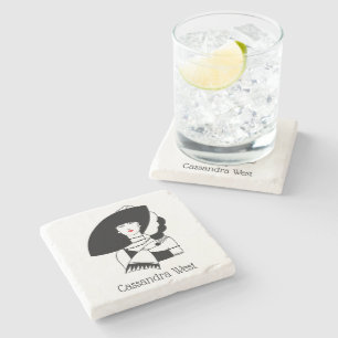Art Deco Woman In Big Hat Gloves RL Stone Coaster