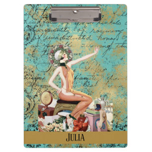 Art Deco Woman Personalised Clipboard