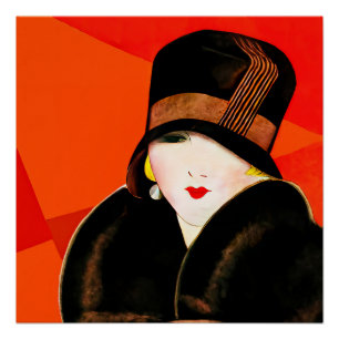 Art deco woman´s portrait Poster