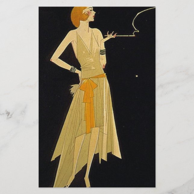 Art Deco Woman Smoking Cigarette (Front)