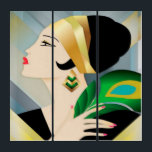 Art Deco Woman with Peacock Feather<br><div class="desc">Beautiful woman listening intensely to a speech,  or a sermon,  or maybe perhaps a fashion show. From her vintage fashionista appearance and haughty expression,  I think it is a fashion show. Can't you just see her changing to her next stance?</div>