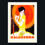 Art Deco Woman with Umbrella Poster<br><div class="desc">An advertisement poster for  a German soap (seife). This image is bright and bold. It would look great in a family room or entry way where you need a splash of colour.
Kaloderma soap  Created around 1920 by Jupp Wiertz (1888-1939).</div>