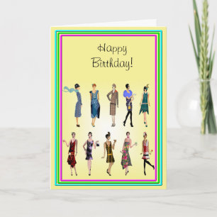 Art Deco Women High Fashion Happy Birthday Card