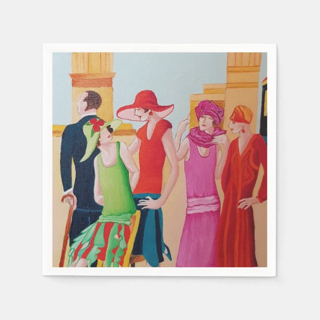 Art Deco Women Oil Painting Napkin (Front)