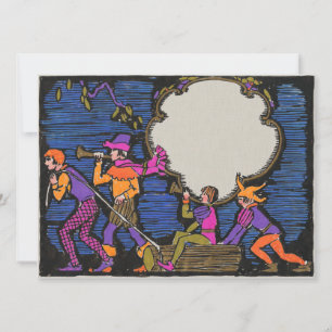 Art Deco Woodcut-style Yule Loggers
