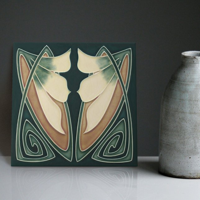 Art Deco Yellow Lily Floral Wall Decor Art Nouveau Tile (Creator Uploaded)
