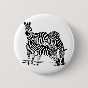 Art Deco  Zebra 6 Cm Round Badge