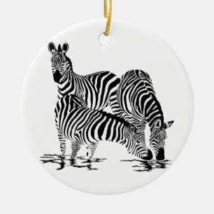 Art Deco  Zebra Ceramic Tree Decoration
