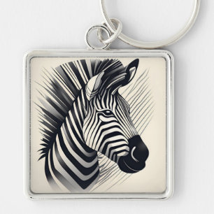 Art Deco Zebra Keychain