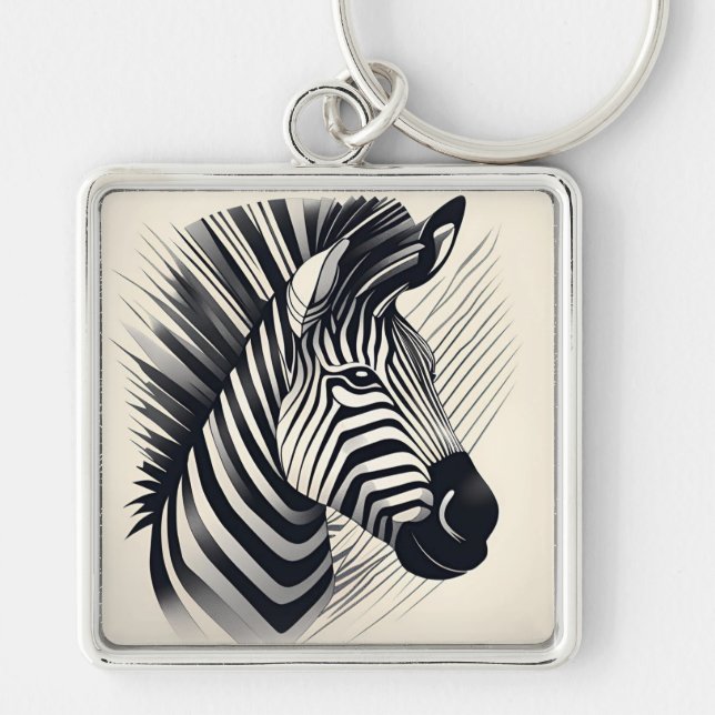 Art Deco Zebra Keychain (Front)
