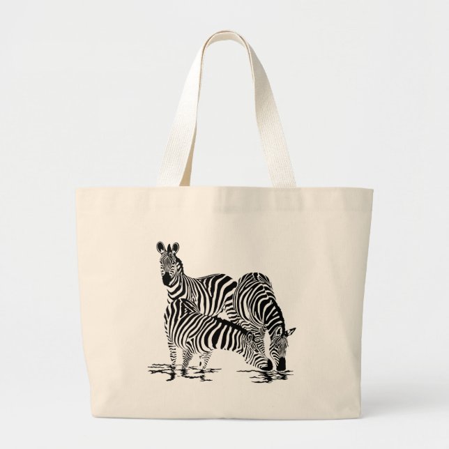 Art Deco  Zebra Large Tote Bag (Front)