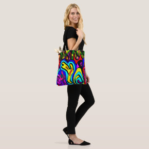 Art decor big colours big patterns red blue yellow tote bag