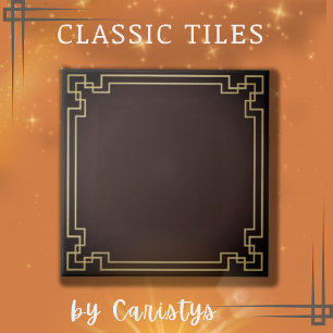 Art Decor Chocolate and Gold Ceramic Tile
