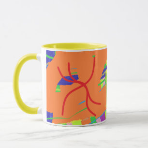 Art decor mug with orange logo design