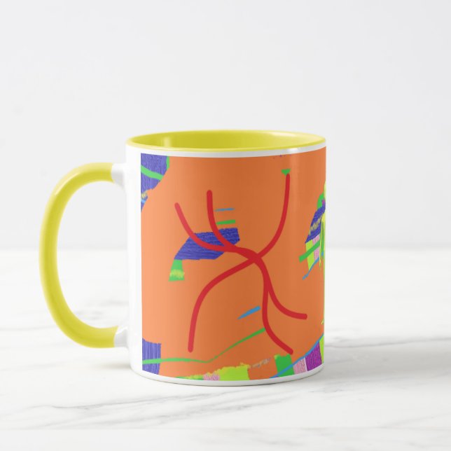 Art decor mug with orange logo design (Left)
