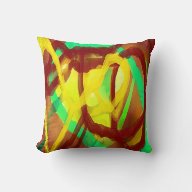 Art design brown yellow green crossover pattern cushion (Front)