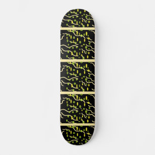 Art design green doughnuts and yellow poppers skateboard