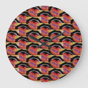 Art design in black mustard and red sand large clock