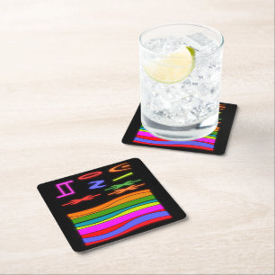 Art design patterned with a black backdrop square paper coaster