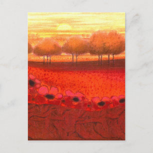 Art Design "Red Flowerfield" a dream of Landscape Postcard