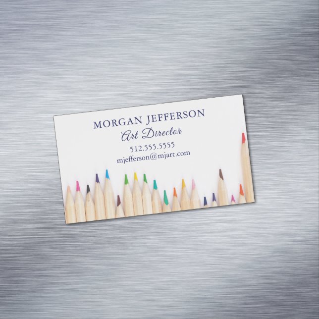 Art Director Artist Studio Gallery Coloured Pencil Magnetic Business Card (In Situ)