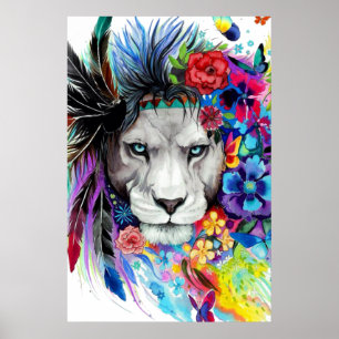 Art drawing poster painting the lion