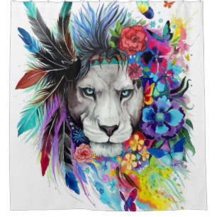 Art drawing poster painting the lion shower curtain