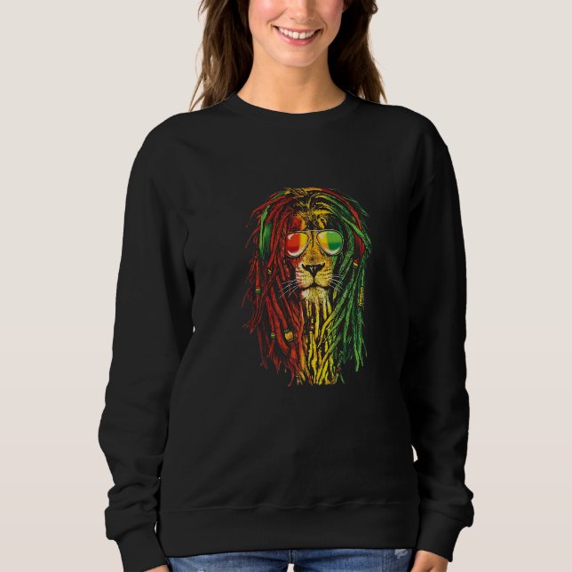 Art Dreadlock Rastafari Lion Zion Reggae Sweatshirt (Front)