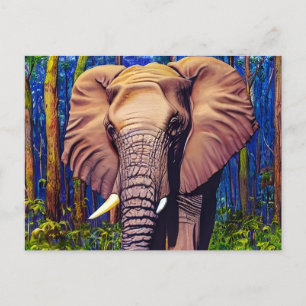 Art Elephant Animal Postcard