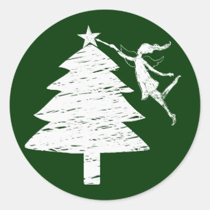 Art Fairy Christmas Tree Classic Round Sticker