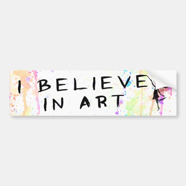 Art Fairy: I Believe In Art Watercolor Bumper Sticker (Front)