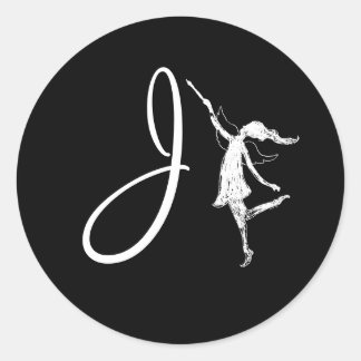 Art Fairy Initial: J Classic Round Sticker