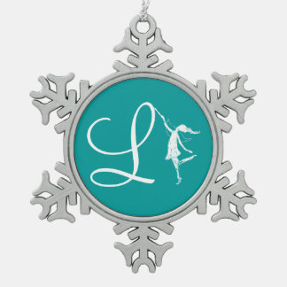 Art Fairy Initial: L Snowflake Pewter Christmas Ornament