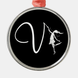 Art Fairy Initial: V Metal Tree Decoration