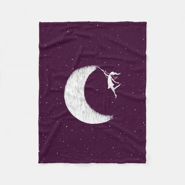 Art Fairy: Paint The Moon (Purple) Fleece Blanket (Front)