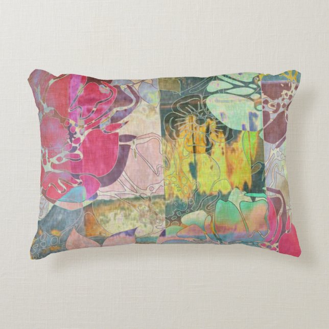 Art floral grunge pattern decorative cushion (Front)