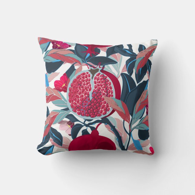 Art Floral Pomegranate Tree Pattern Cushion (Front)