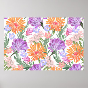 Art floral seamless pattern. Morning glory,ipomoea Poster