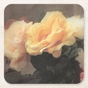 art floral vintage background in pastel colours square paper coaster