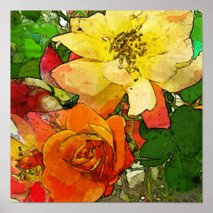 art floral vintage colourful background 2 poster