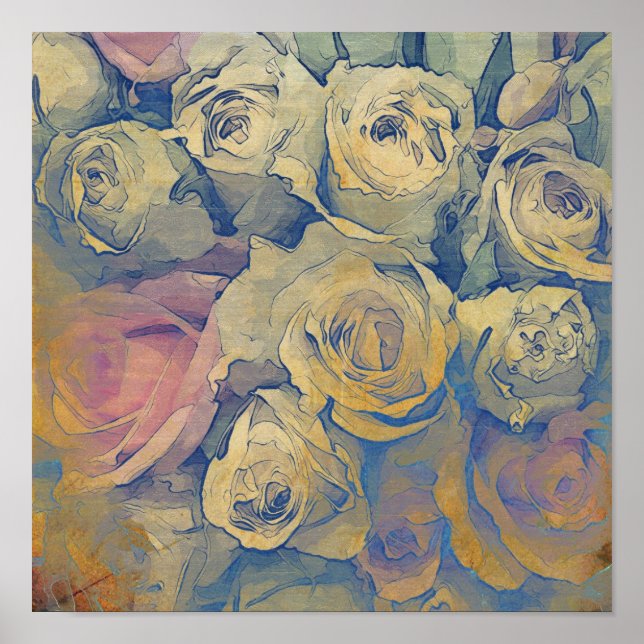 art floral vintage colourful background poster (Front)