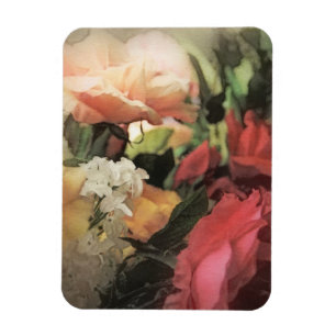 art floral vintage vibrant background with red magnet