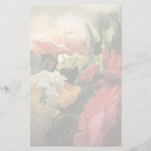 art floral vintage vibrant background with red stationery