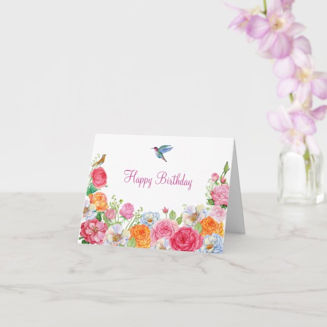 Art Flowers Roses birthday Card (Orchid)
