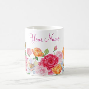 Art Flowers Roses custom name Coffee Mug