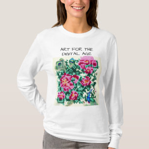 ART FOR THE DIGITAL AGE PEACOCK AND FLOWER QR AI 2 T-Shirt
