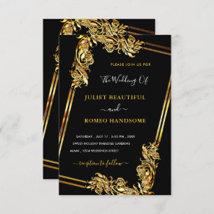Art Framed Black Gold Wedding Invitation Template