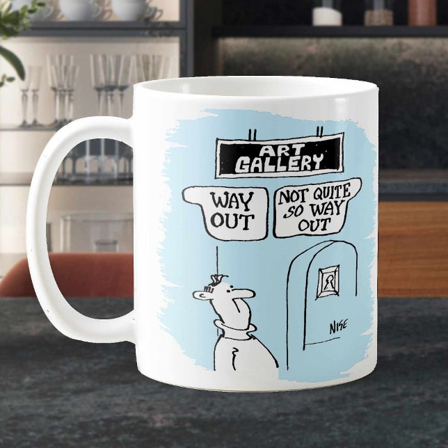 Art Gallery Signs "Way Out" & "Not So Way Out" Fun Coffee Mug (Creator Uploaded)